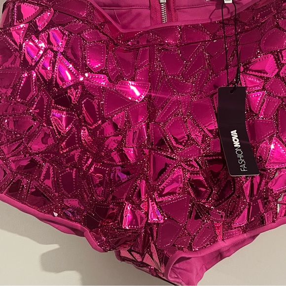 Item is Sold Fashion Nova Pink Sequin High Waist Shorts - Picture 4 of 4